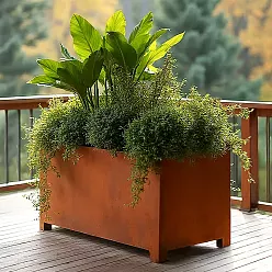 Andes Trough With Feet Corten Steel Outdoor Planter