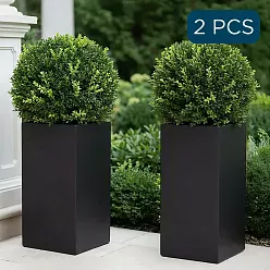 IDEALIST Lite Tall Square Contemporary Light Concrete Planter Set