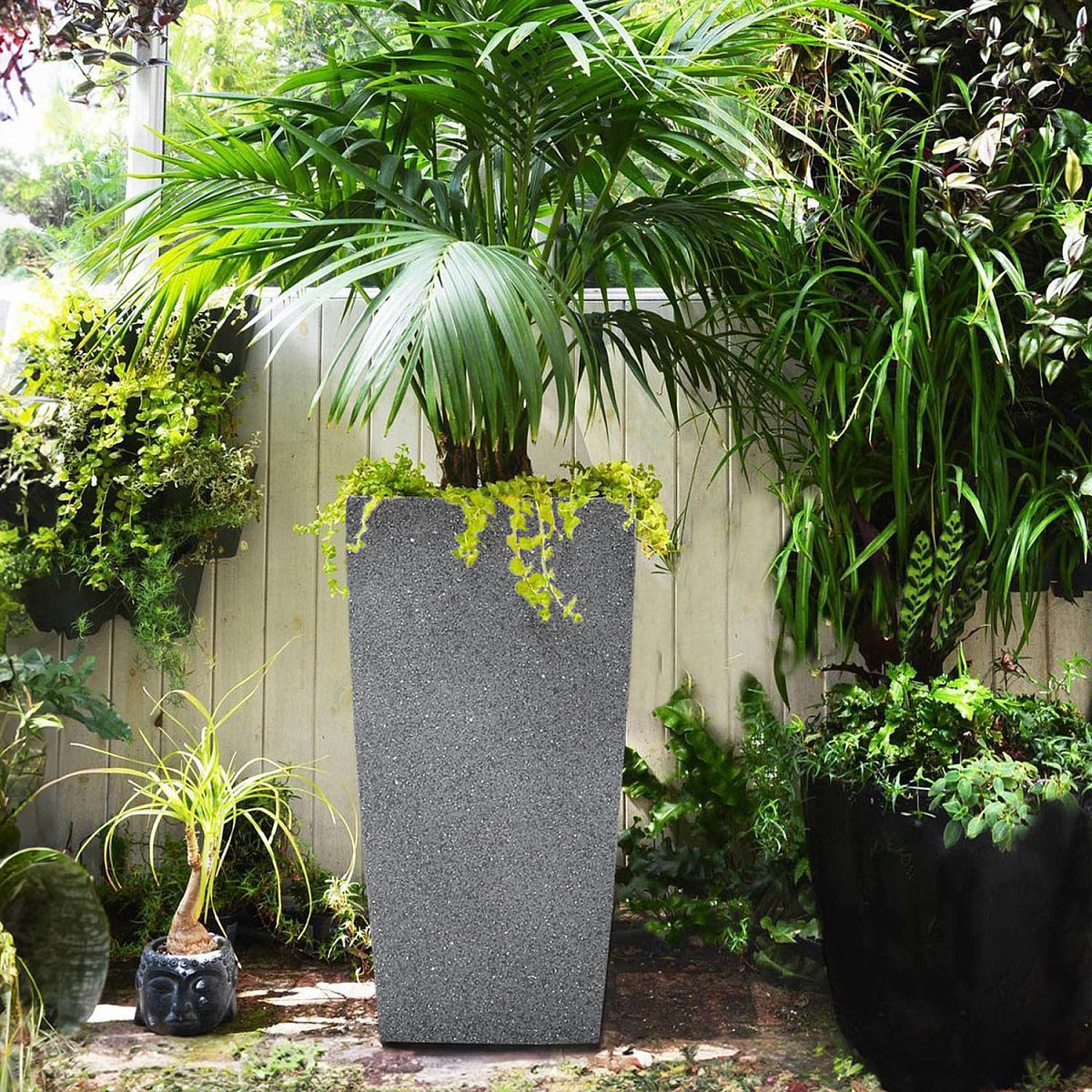 IDEALIST Lite Textured Concrete Effect Tall Tapered Outdoor Planter