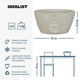 IDEALIST Lite Textured Concrete Effect Oval Face Outdoor Plant Pot with Lips
