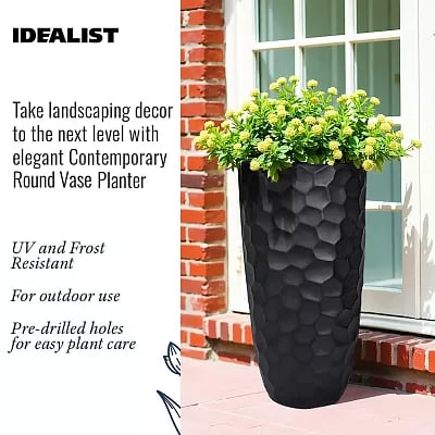 IDEALIST Lite Mosaic Style Tall Round Vase Planter Outdoor Plant Pot