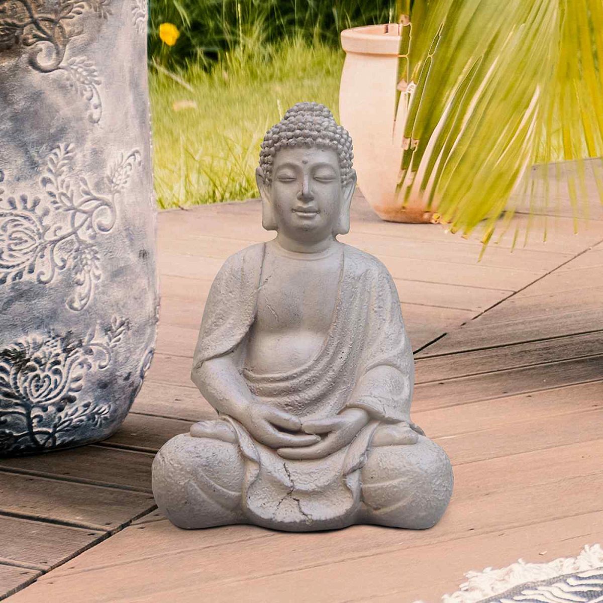 IDEALIST Lite Buddha Sitting in Mediation Brown Indoor and Outdoor Statue L30 W24 H41 cm