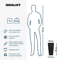 IDEALIST Lite Tall Tapered Contemporary Light Concrete Planter