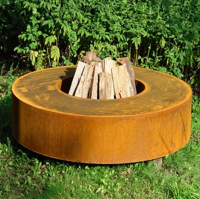 Round Corten Steel Fire Garden Table