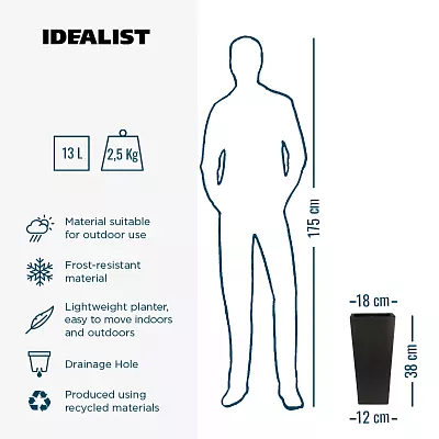 IDEALIST Lite Tall Tapered Contemporary Light Concrete Planter