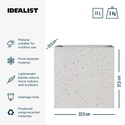 IDEALIST Lite Square Box Contemporary Marble Light Concrete Planter