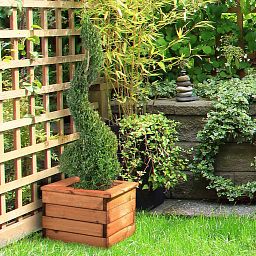 Rustic Scandinavian Redwood Square Outdoor Planter Made in UK by HORTICO