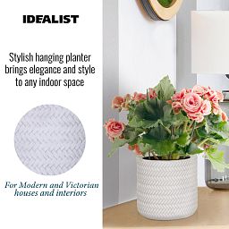 IDEALIST Lite Plaited Style Table and Hanging Cylinder Round Plant Pot Dual Use Indoor Planter