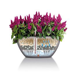 LECHUZA CUBETO COLOR Round Stone Look Poly Resin Self-watering Planter Set