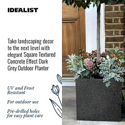 IDEALIST Lite Square Textured Concrete Effect Outdoor Planter