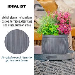 IDEALIST Lite Vertical Ribbed Vintage Style Barrel Round Planter