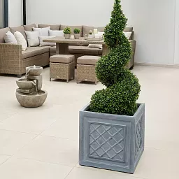 IDEALIST Lite Faux Lead Lattice Planter Light Concrete Square Box