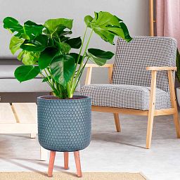 IDEALIST Lite Honeycomb Style Cylinder Planter on Legs, Round Pot Plant Stand Indoor