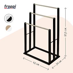 Froppi Bamboo Free Standing Towel Rack, Wooden Towel Holder and Ladder with 3 Bars