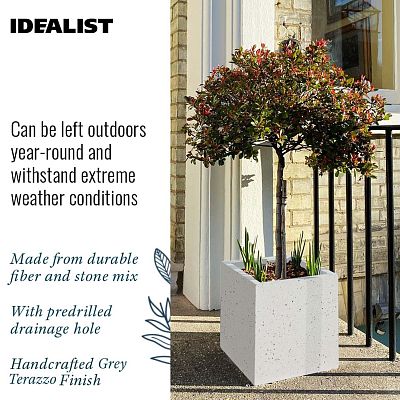 IDEALIST Lite Square Box Contemporary Marble Light Concrete Planter