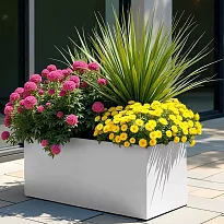 IDEALIST Lite Contemporary Trough Garden Planter, White Light Concrete...
