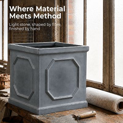IDEALIST Lite Faux Lead Chelsea Box Square Light Concrete Planter