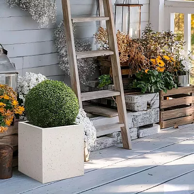 IDEALIST Lite Square Box Contemporary Marble Light Concrete Planter