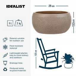 IDEALIST Lite Mesh Style Bowl Planter Outdoor Plant Pot