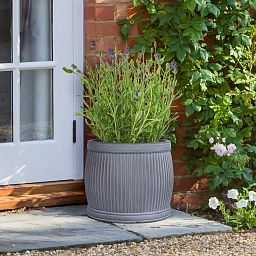 IDEALIST Lite Vertical Ribbed Vintage Style Barrel Round Planter