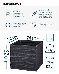 IDEALIST Lite Straw Ribbed Square Outdoor Planter