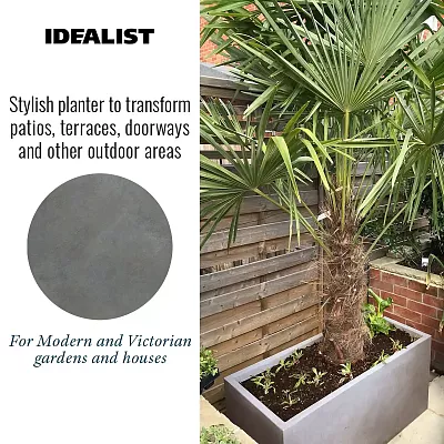 IDEALIST Lite Contemporary Light Concrete High Trough Planter