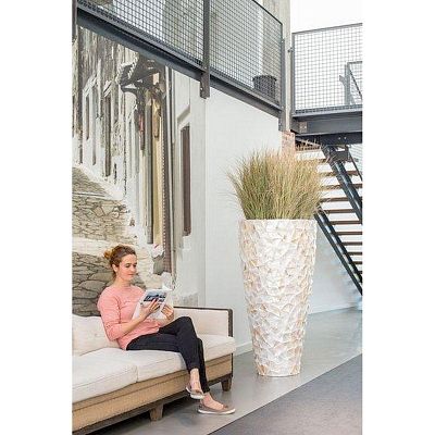 Shell Conical Round Tall Polystone Indoor Planter