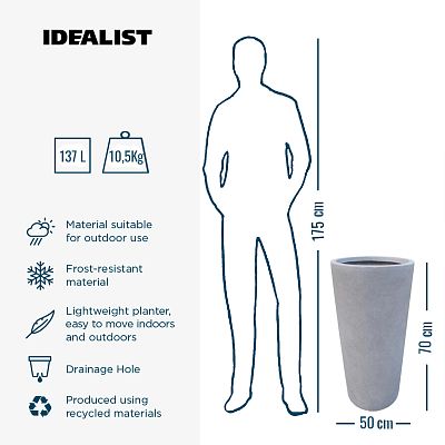 IDEALIST Lite Contemporary Round Light Concrete Planter