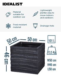 IDEALIST Lite Straw Ribbed Square Outdoor Planter