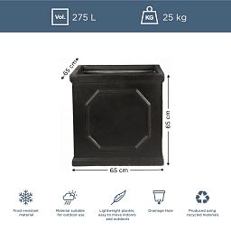 IDEALIST Lite Faux Lead Chelsea Box Square Light Concrete Planter