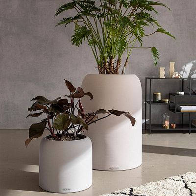 LECHUZA HAVALO Round Tall Poly Resin Self-watering Planter
