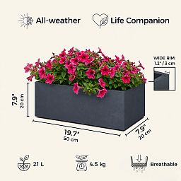 IDEALIST Lite Contemporary Light Concrete Trough Planter