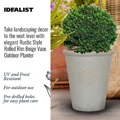 IDEALIST Lite Rustic Style Rolled Rim Vase Outdoor Planter