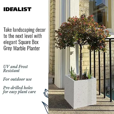 IDEALIST Lite Square Box Contemporary Marble Light Concrete Planter