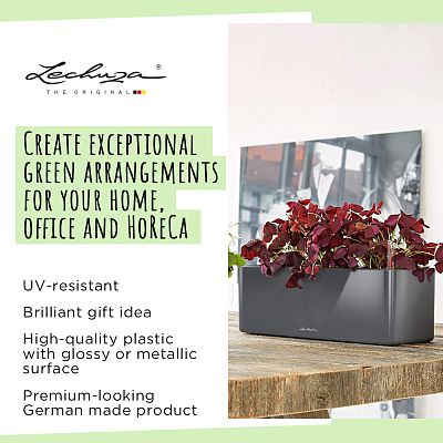 LECHUZA CUBE Glossy Triple Trough Poly Resin Self-watering Planter