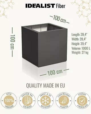 PURE Cube Outdoor Fiberglass Planter