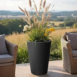 HALO Tapered Round Outdoor Fiberglass Planter