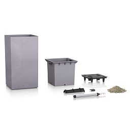 LECHUZA CANTO Stone High Square Tall Poly Resin Self-watering Planter