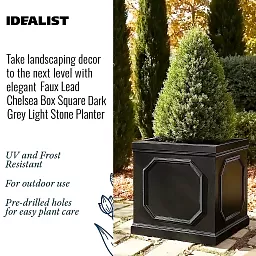 IDEALIST Lite Faux Lead Chelsea Box Square Light Concrete Planter