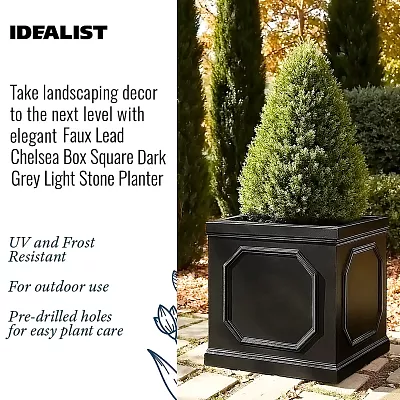 IDEALIST Lite Faux Lead Chelsea Box Square Light Concrete Planter