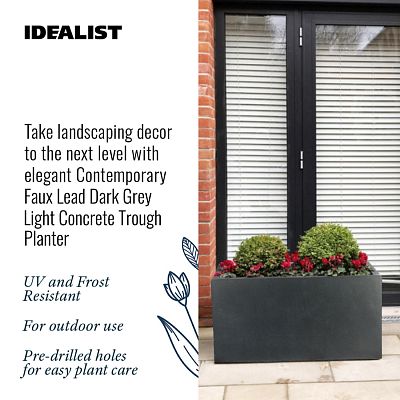 IDEALIST Lite Contemporary Light Concrete Trough Planter Set