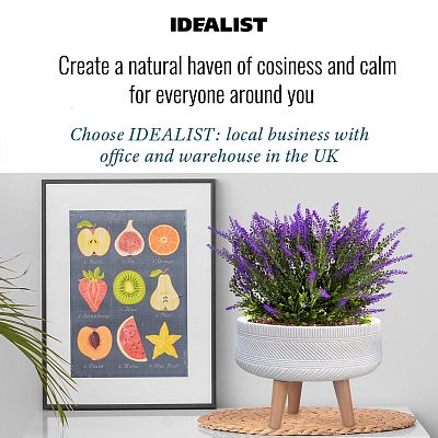 IDEALIST Lite Striped Tray Round Planter on Legs, Round Pot Plant Stand Indoor