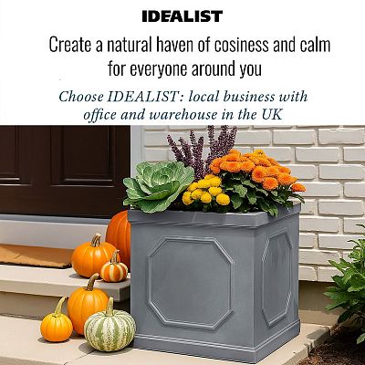 IDEALIST Lite Faux Lead Chelsea Box Square Light Concrete Planter