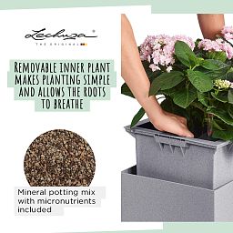 LECHUZA CANTO Stone High Square Tall Poly Resin Self-watering Planter