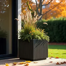 IDEALIST Lite Vertical Ribbed Square Effect Outdoor Planter