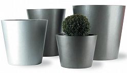 Geo Round Fiberglass Round Tall Alu Tx Planter Pot In/Out