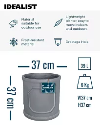 IDEALIST Chelsea Light Concrete Cylinder Garden Planter