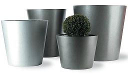 Geo Round Fiberglass Round Tall Alu Tx Planter Pot In/Out