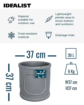 IDEALIST Chelsea Light Concrete Cylinder Garden Planter