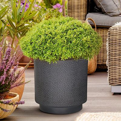 IDEALIST Lite Hammered Stone Cylinder Outdoor Planter